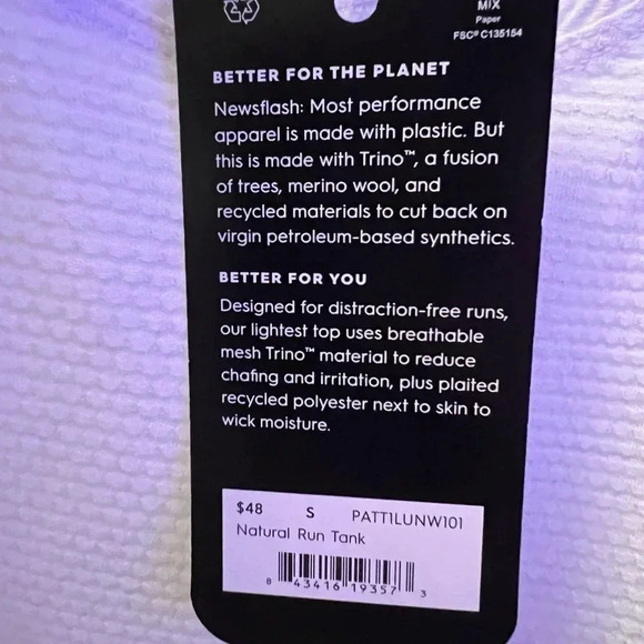 Allbirds Natural Run Tank Natural White NEW Size S - Picture 5 of 5